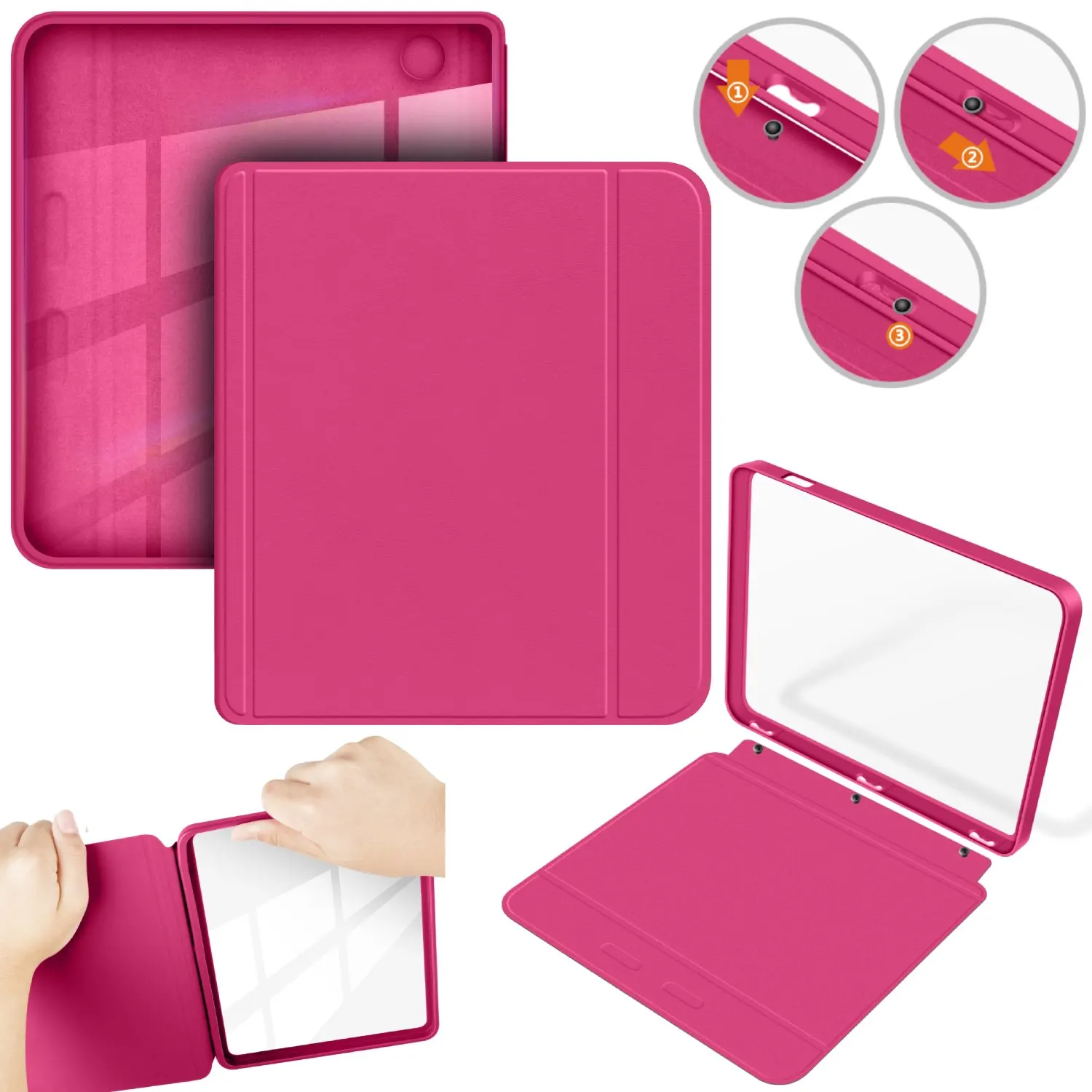 7 Detachable 2-in-1 Clear Acrylic and PU Leather E-Reader Case