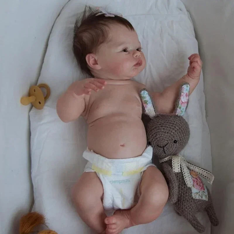 18inch Full body Vinyl Reborn Baby Doll Meadow Newborn Baby Size Real Picture Handmade Hand-root Hair Visible Veins
