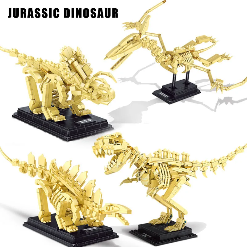 

Jurassic Dinosaur World Park Series Triceratops T-rex Skeleton Ornament Building Blocks Fossil Bricks Figure Toys for Kids Gifts