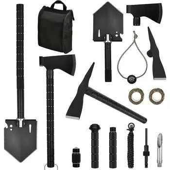 Camping Shovels Axe, Military Spade, Folding Off-Roading Tool Kit, for Camping, Hiking, Metal Detecting, Emergency Outdoor 1
