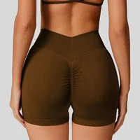 Women's High-Waist Yoga Sports Shorts Summer V-Shaped Widen Peach Hip Lifting Tight Fit Three-Part Fitness Shorts - Image 3