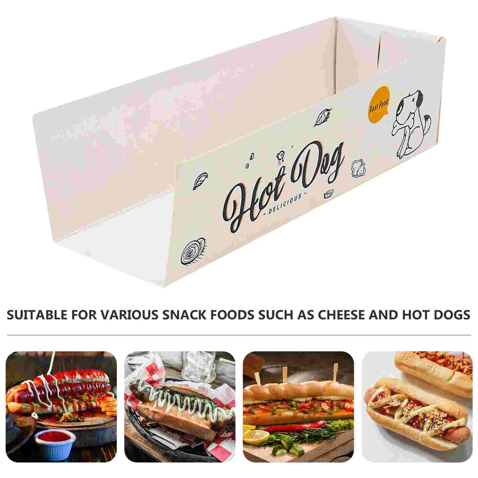 100 Stück Papier Essen Tablett Kuchen behälter Hot Dog Halter Raclette Set Hot Dog Box Muffin Hot Corn Dogs Tabletts