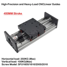 400MM Stroke Heavy Load  Double Guide Rail HGR20 4pcs HGH20 Sliding Table Slide Linear Ballscrew Mobile Platform XYZ Router CNC