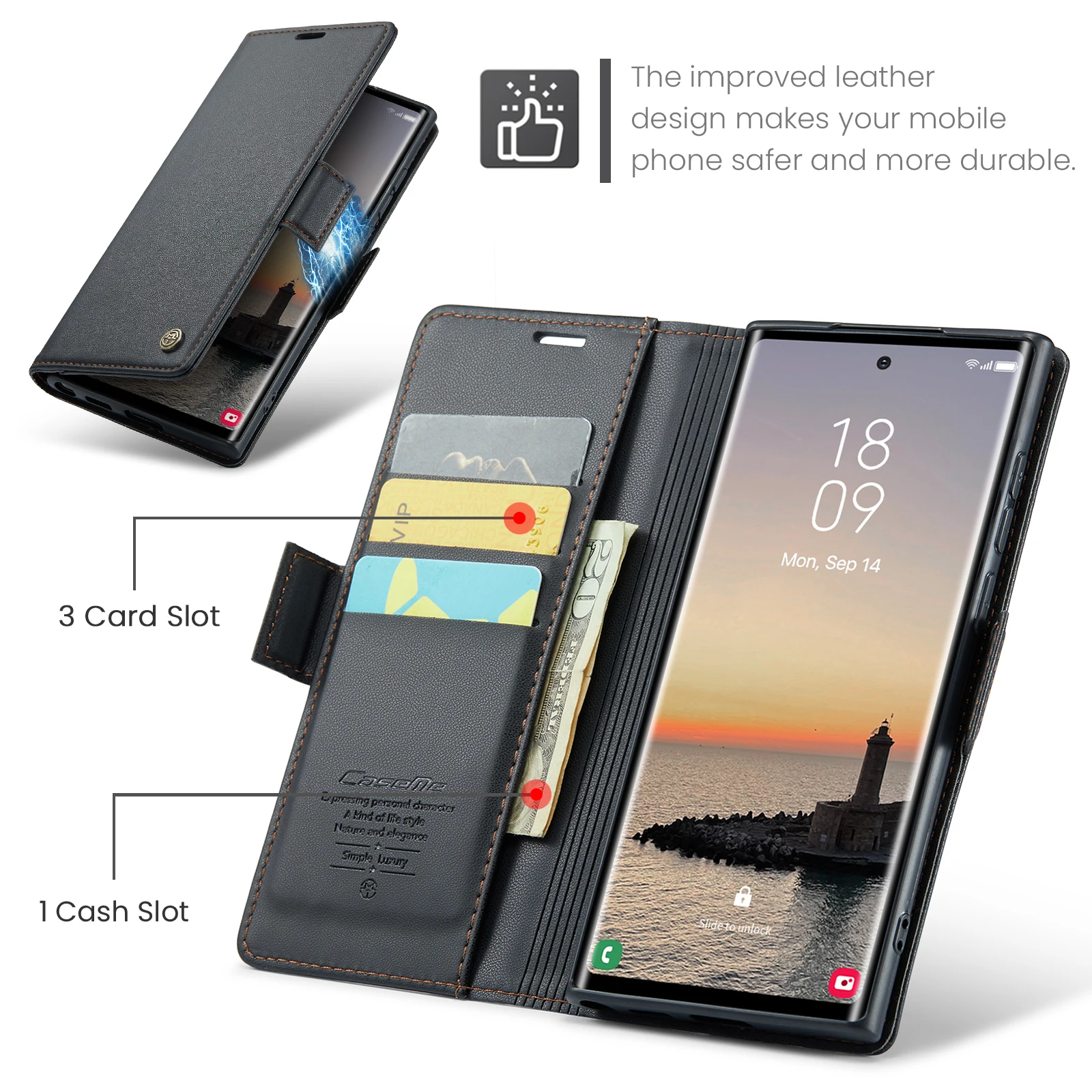 CaseMe RFID Blocking Wallet Case for Galaxy S24 Ultra S10 S20 S21 S22 S23 S25 Card Holder Magnetic Clasp Leather Book Folio Case 4