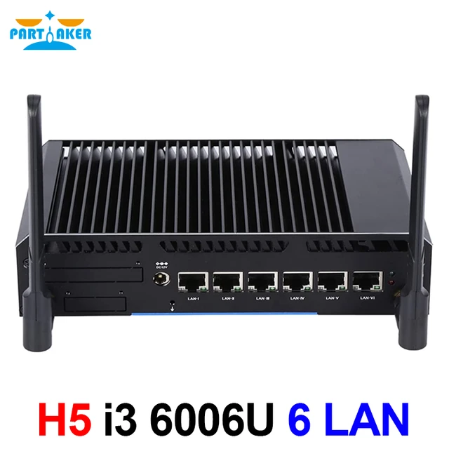 Partaker Fanless 6 Lan Mini Pc Firewall Appliance Intel Core I3 6006u  Gigabit Ethernet Aes-ni Pfsense Vpn Router Openwrt - Barebone & Mini Pc -  AliExpress