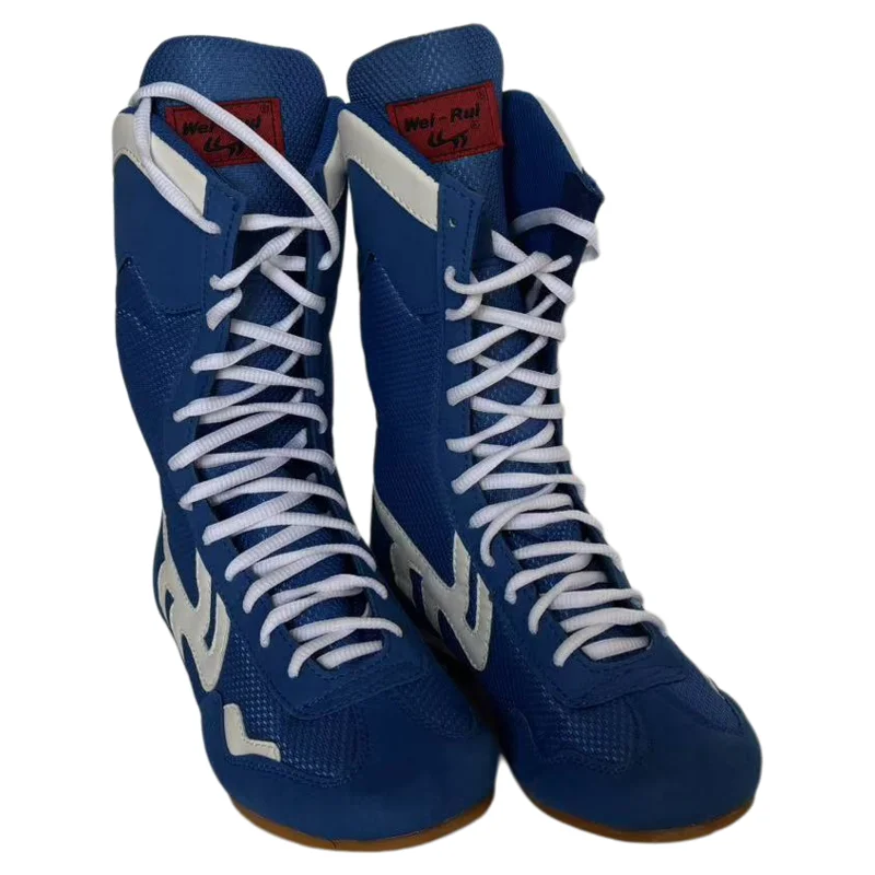 Boxing Shoes Martial Arts Shoes High Professional For Men and Women Adult Blue Red Black 35-46