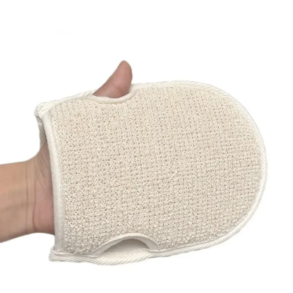 Soft Natural Loofah Glove Double-sided Body Scrub Sponge Pad Shower Body Scrubber Mitt for Shower Spa Skin Clean Bath Gloves 4