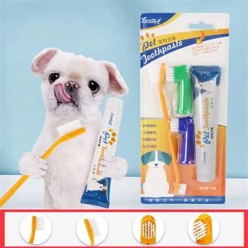 Dog Toothbrush Toothpaste Set Pet Oral Clean Grooming Tools Reduce Bad Breath Cats Dogs Mouth Teeth Cleaning Care Supplies 1
