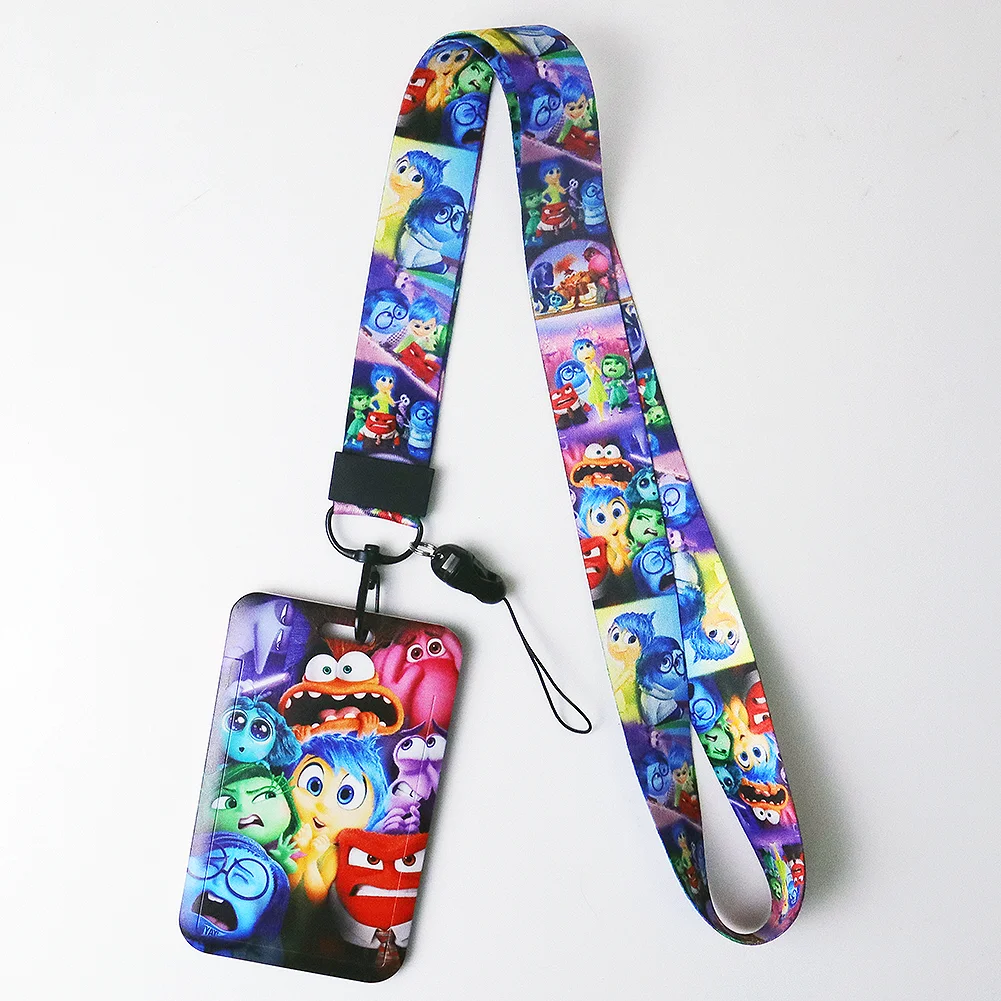 ID Card Holder Badge Holders Neck Strap Phone Rope with Keychain Lanyard for Disney Inside Out 2 card case holder
