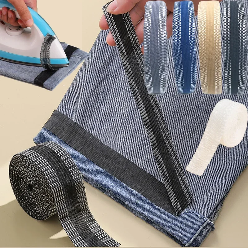 Pants Edge Shorten Self-Adhesive Pant Mouth Paste Iron-on Hem Tape 1/2/3/5M Pants Fabric Fusing Hemming Tape Ironing Sewing