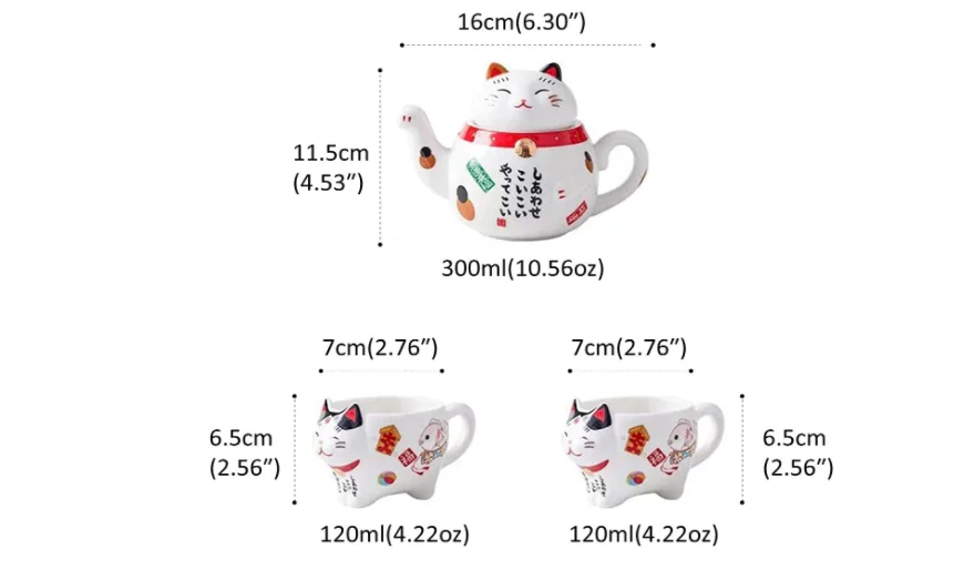 Cute Japanese Lucky Cat Porcelain Tea Set – Kawaiies