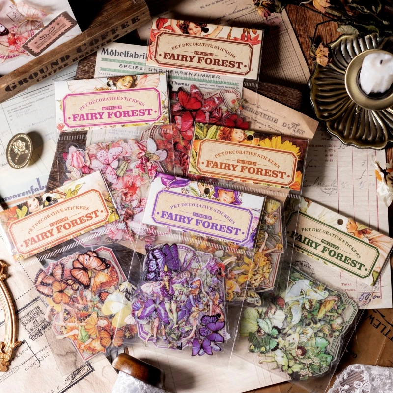 

12packs/LOT Fairy Forest series retro creative decoration DIY PET stickers