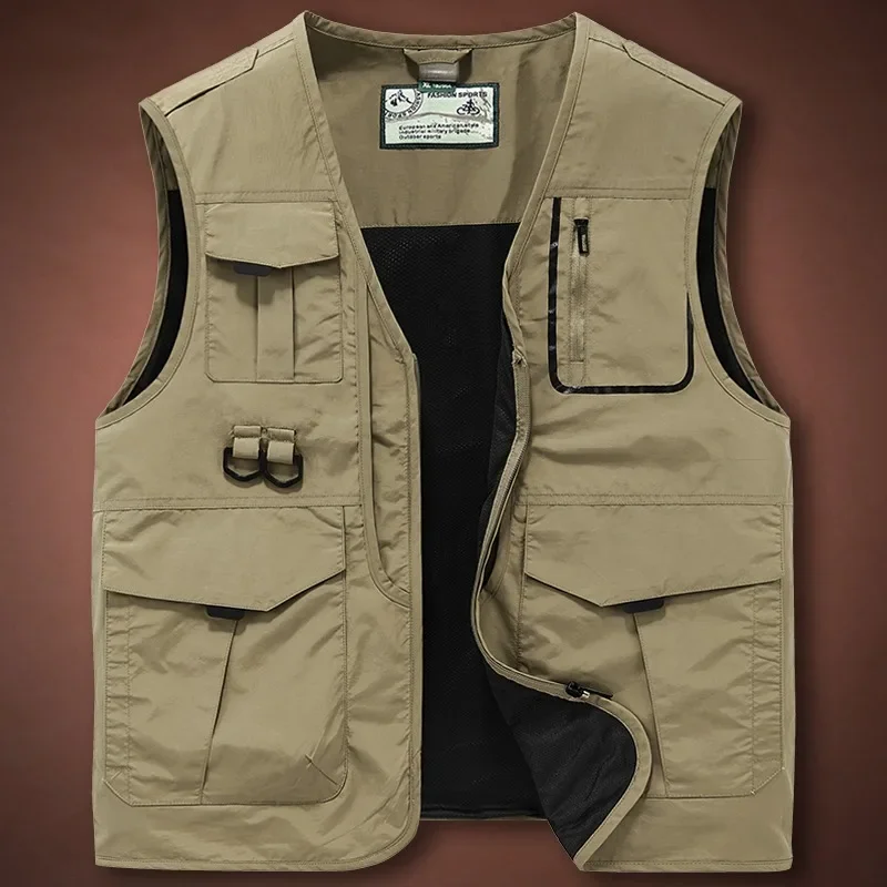 Multi-pocket Embroidered Jackets Male Windbreaker Hunting Work Coat Waterproof MAN Camping Vest Tactical Men Leather Vests Denim