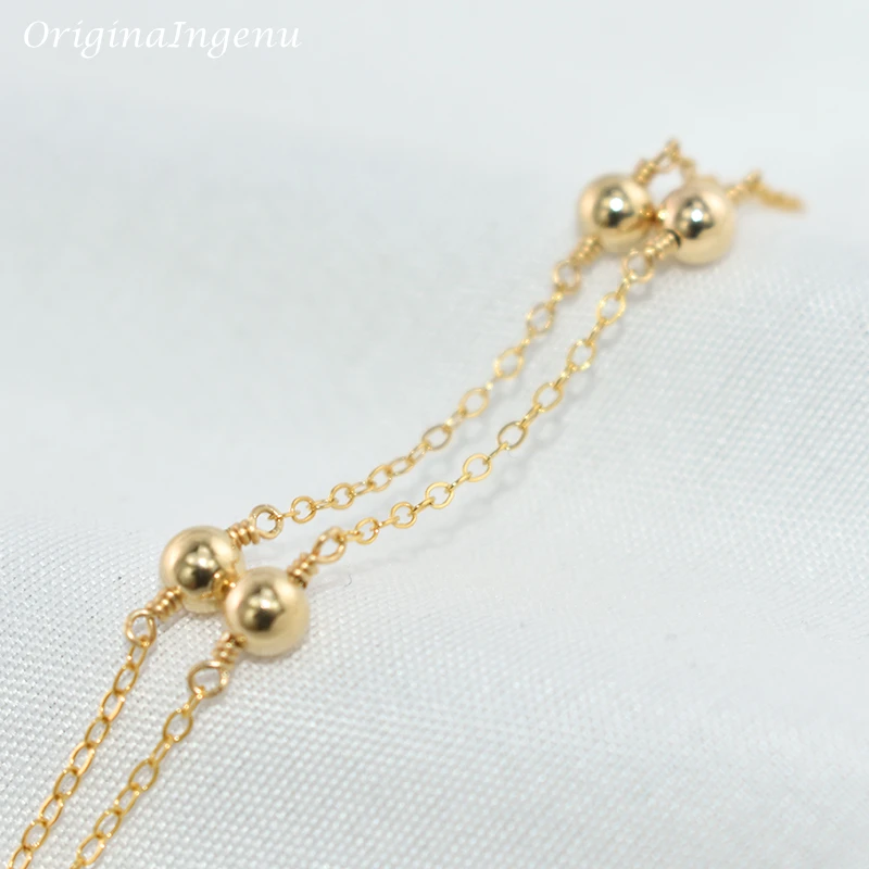 14K 골드 채워진 비즈 팔찌 수제 골드 쥬얼리 Boho 매력 팔찌 여성을위한 빈티지 Anklets 신부 들러리 선물 팔찌
