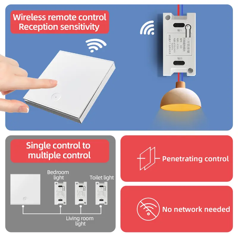Wireless Smart Light Switch Without Neutral RF 315Mhz Mini Receiver Moudle 220V 110V Push Button Remote Control Lamp Single Live - Image 3