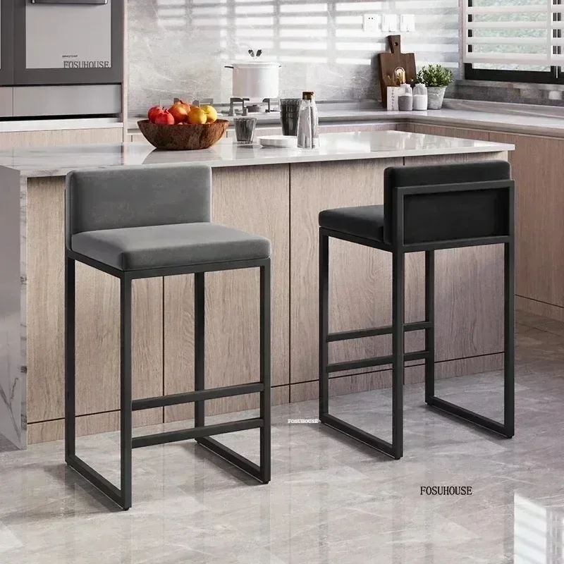 Bar Stools Kitchen Modern Chairs Reception Soft Minimalism Single Velvet Bar Stool Living Room Indoor Furniture l n