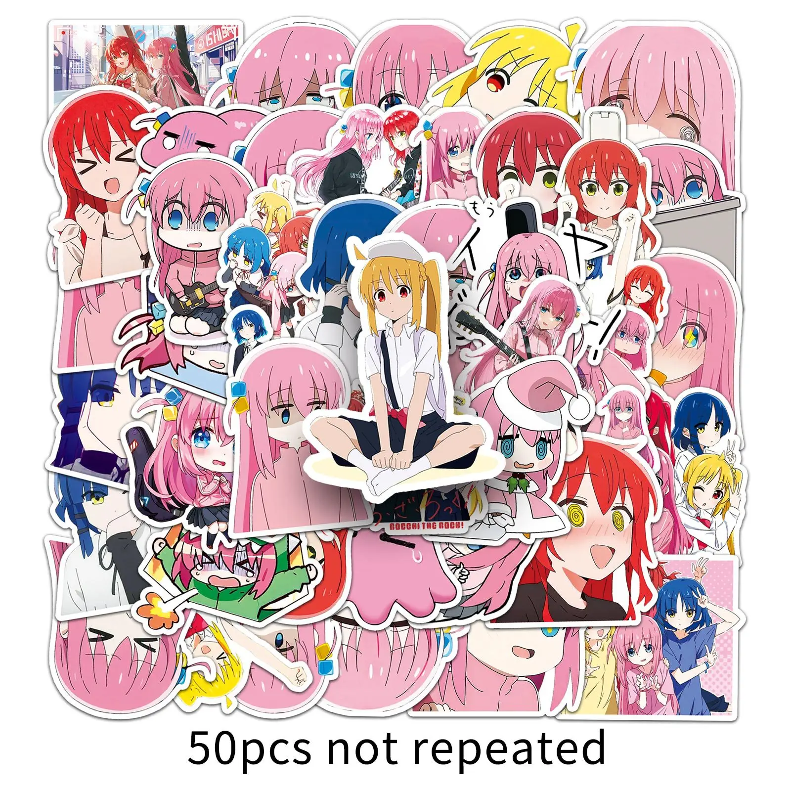 

50PCS Anime BOCCHI THE ROCK Stickers Cute Cartoon Graffiti Decals DIY Laptop Phone Fridge Skateboard PVC Sticker Wholesale