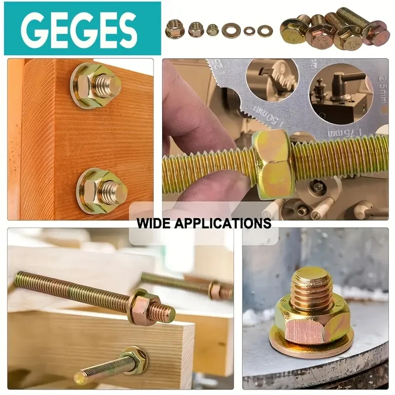 M10 Flange bolt and nut Kit, Grade 8.8 carbon steel with hexagonal cap, full and half threaded-includes washer.