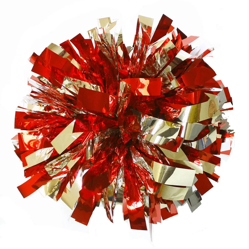 Red Silver Cheerleader Pom Poms, 32cm, 2PCS, Wenhan Sports Pompoms Factory, Rings Handle, Free Delivery, Color Free Combination