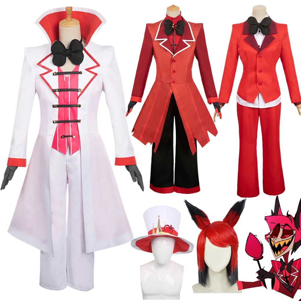 

Пиджак для косплея Люцифера Аластора ангела аниме мультфильм отель для мальчиков взрослые мужские женские маскировочный костюм на Хэллоуин фантазия костюм