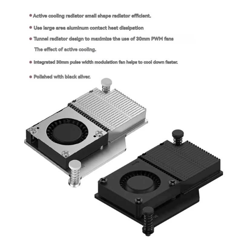 For Raspberry Pi 5 Argon 30Mm Active Cooler PWM Fan Passive Cooling Aluminum Fins Radiator Efficient Heat Dissipation A