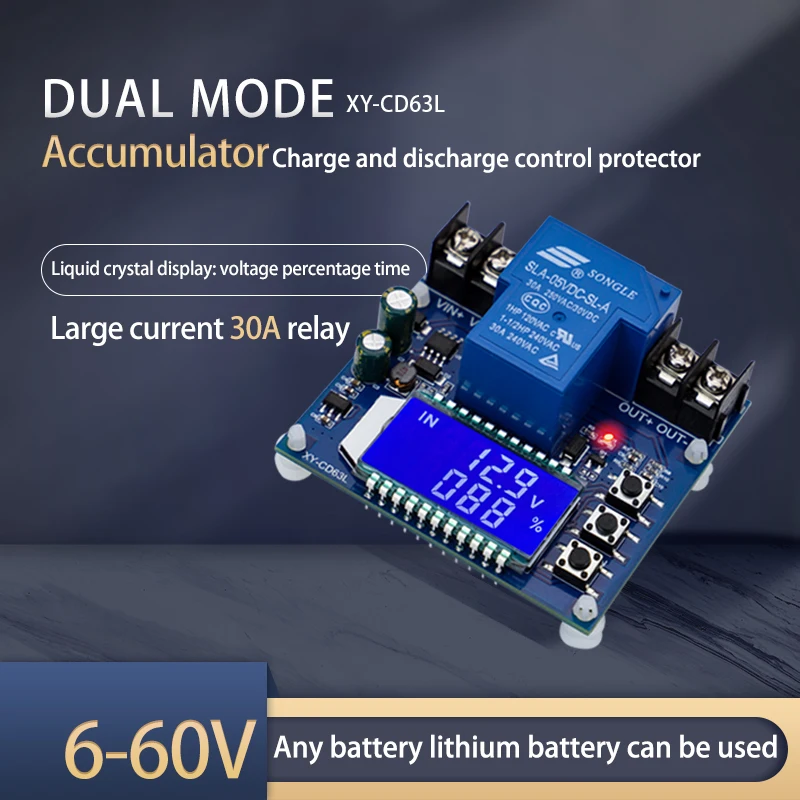 Módulo de Control de carga de batería CD60L10A CD63L30A, protección de voltaje CC de apagado completo, módulo de protección de apagado de bajo voltaje