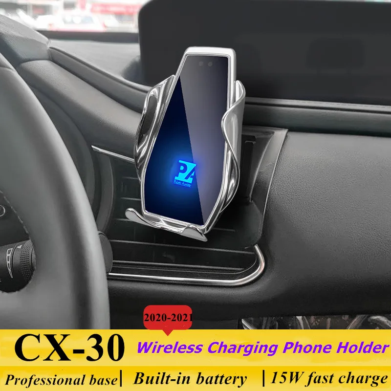 

Держатель для телефона для Mazda CX30 2020-2021, беспроводное зарядное устройство, держатель для мобильных телефонов в автомобиле, кронштейн для навигации, поддержка GPS, поворот на 360 градусов