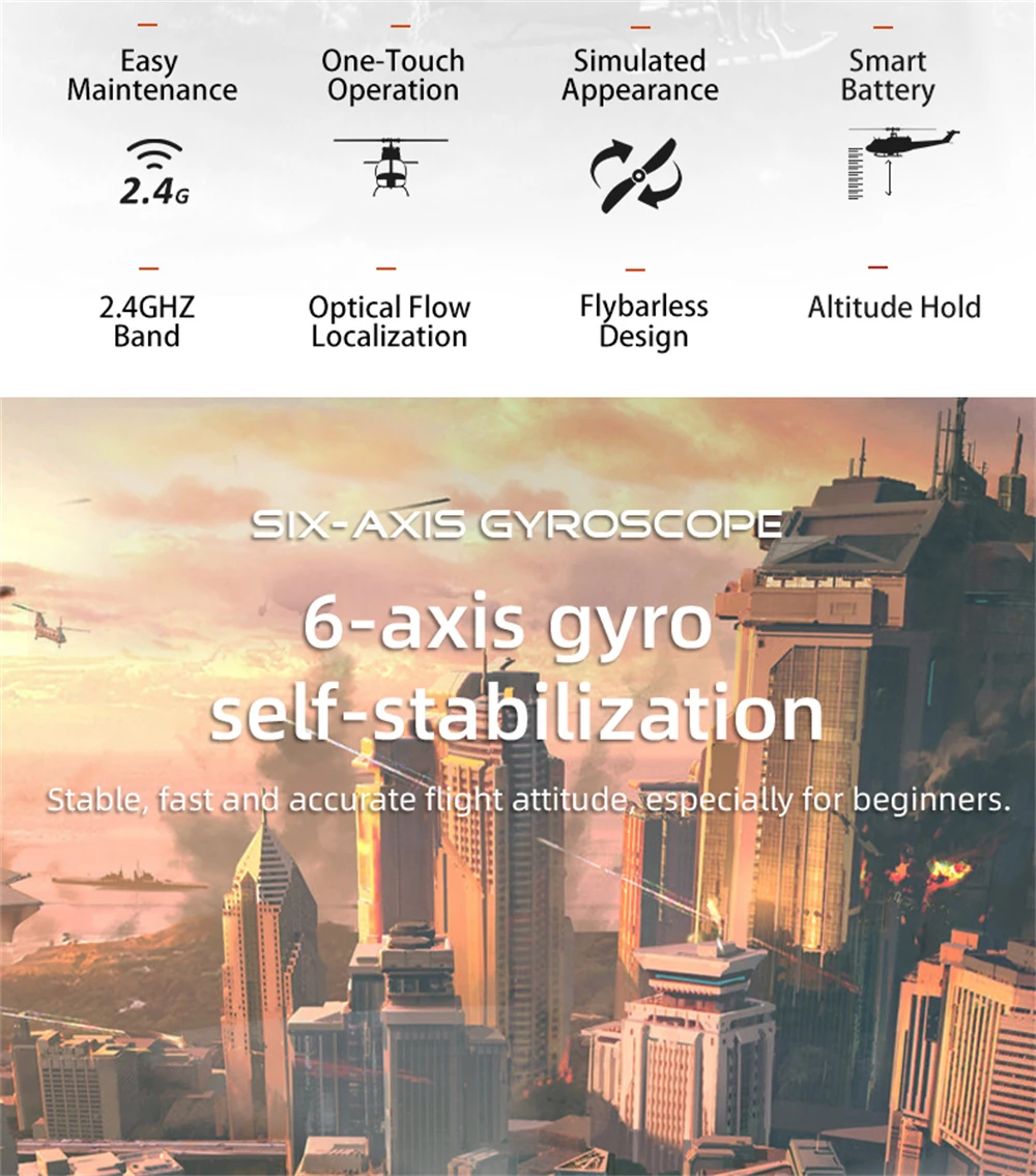 Eachine E190 1:34 UH-1 HUEY Scale 2.4G 6CH GPS Altitude Hold