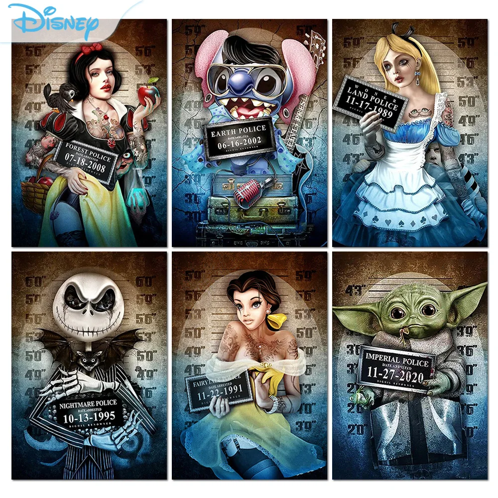 Pittura Diamante Horror Disney Princess Yoda Stitch Figure Full Round Diamond Ricamo Cartoon Cross Stitch Kit Home Decor