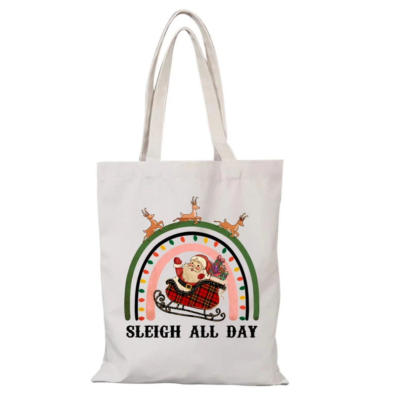 Neujahrsgeschenk die Einkaufstasche Canvas Frohe Weihnachten Damen Umhängetasche Damentaschen Handtaschen Eco Shopper Frau Stoff Einkaufen Mann – Detail 10