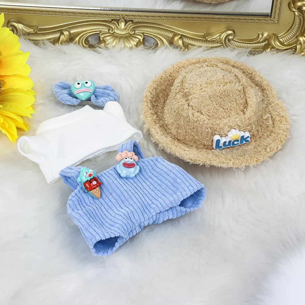 17cm Plush Doll'S Clothes Outfit Accessories For Korea Kpop Exo Labubu Idol Dolls overalls set Clothing 5