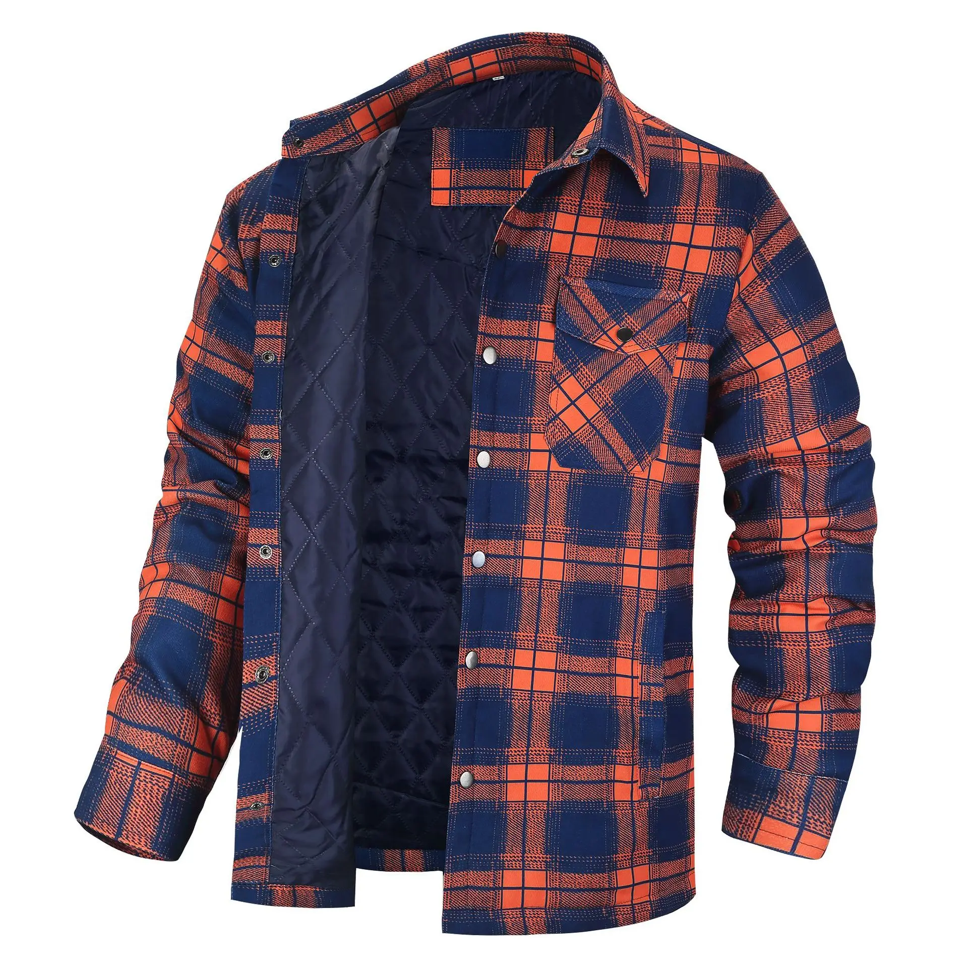 european and american men's clothing: 2025 new style long sleeved collar button down checked thick shirt men's jacket European and American men's clothing: 2025 new style long-sleeved collar button-down checked thick shirt men's jacket 3