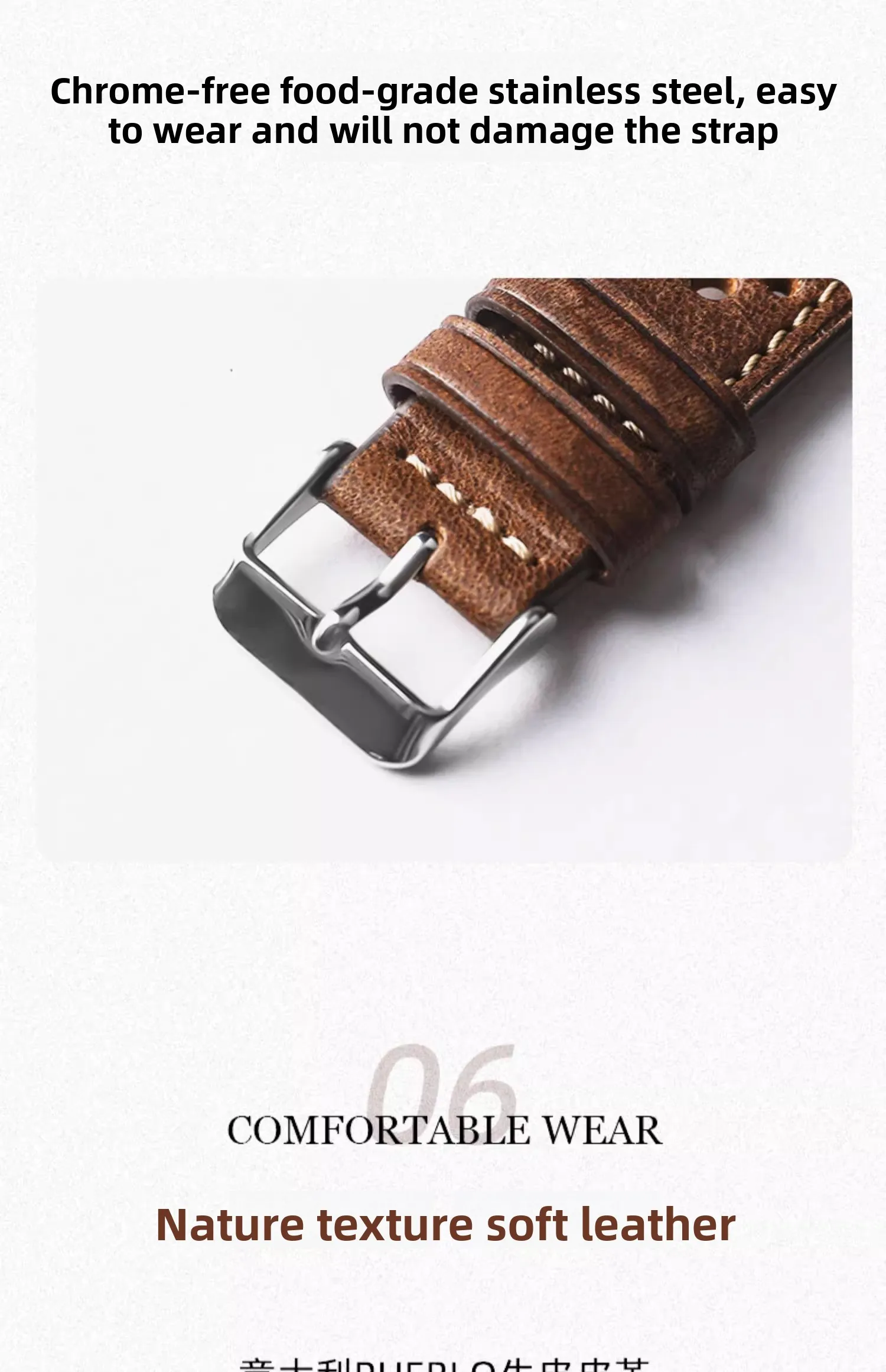 18 19 20 21 22 mm Rindsleder-Uhrenarmband für Omega Longines Rolex Tudor Multi-Loch-atmungsaktives italienisches Rindsleder-Uhrenarmband – Detail 8