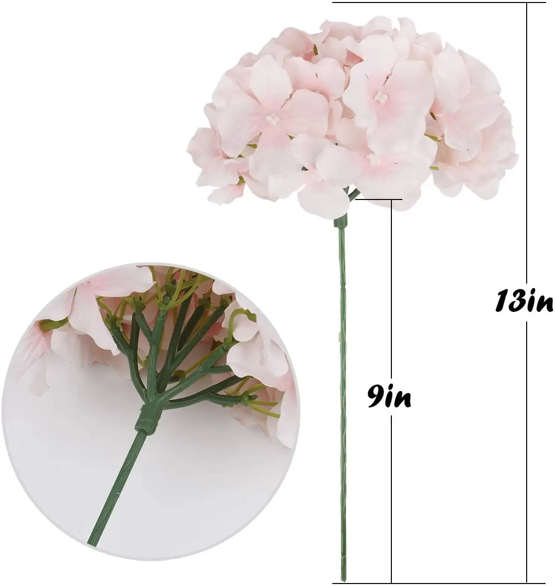 Artificial Hydrangea Flowers 5PCS 54 Heads Silk Hydrangea Heads Artificial Flowers with Stems for Home Wedding Party Decoration