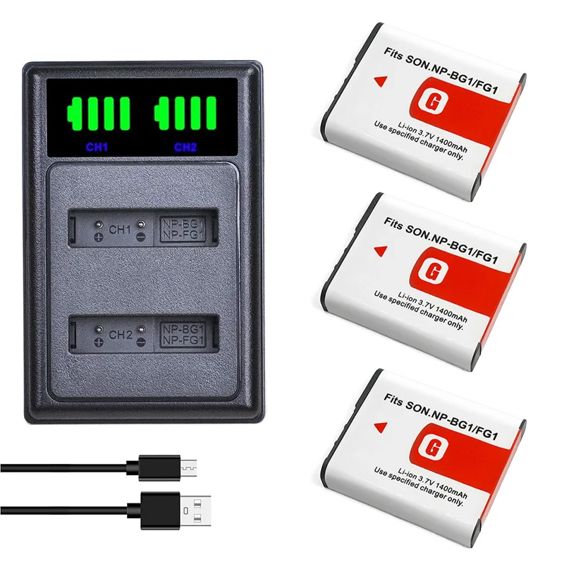 

NP-BG1 NP-FG1 NPBG1 NP BG1 Battery + LED Dual USB Charger for Sony Cyber-Shot DSC-H7,DSC-H9,DSC-H10,DSC-H20,DSC-H50,DSC-H55