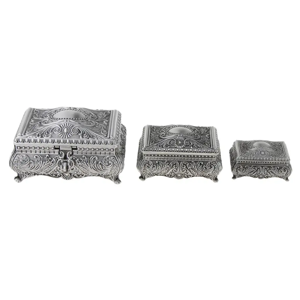 Scatola Vintage Principessa Gioielli Antichi Con Rilievo Floreale