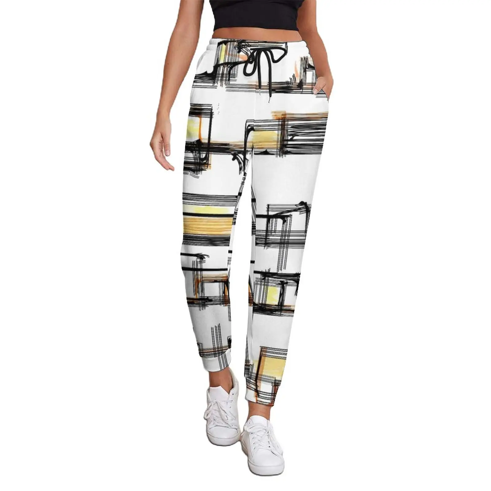 

Black Nordic Lines Baggy Pants Women Abstract Line Art Kawaii Sweatpants Spring Aesthetic Oversize Trousers Birthday Present