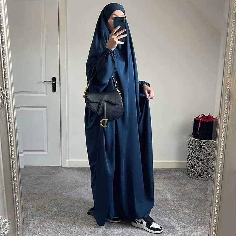 One Piece Jilbab Niqab Dolman sleeve Breathable Nida Abaya Wholesale EID Ramadan Muslim Islamic Prayer Dress Black - Image 2