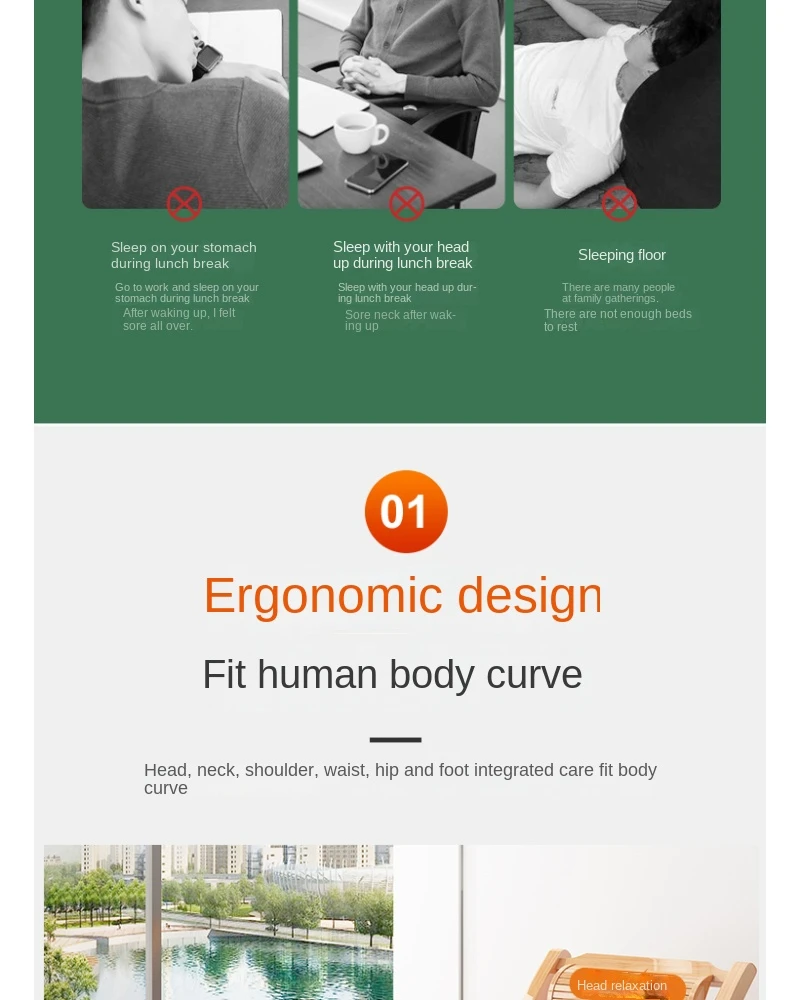 Description Picture 5 of itemBamboo adults Folding Rocking chair balcony Relax reclining chair Living room Armchair  Sun lounger Chair bed Design ergonomic