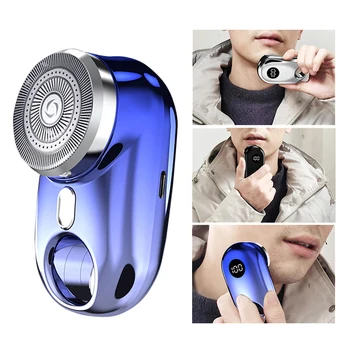 Mini rasoio elettrico con lampada d'atmosfera display a LED per uomo portatile da viaggio indolore cordless viso barba coltelli rasoio trimmer 1