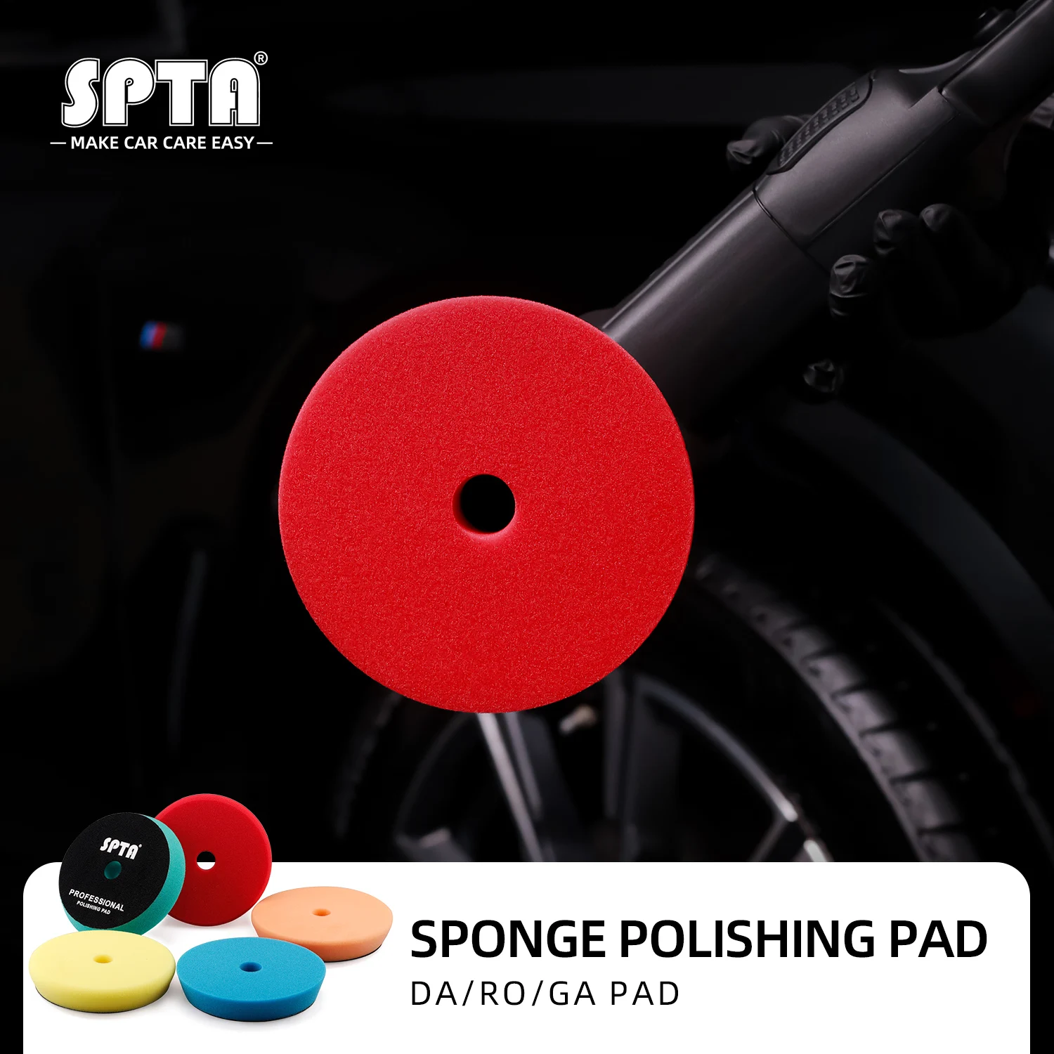 SPTA 1Pc 3"(80mm)/5"(125mm)/6"(150mm) Beveled Flat Foam Sponge Polishing Pads for DA RO Waxing ing
