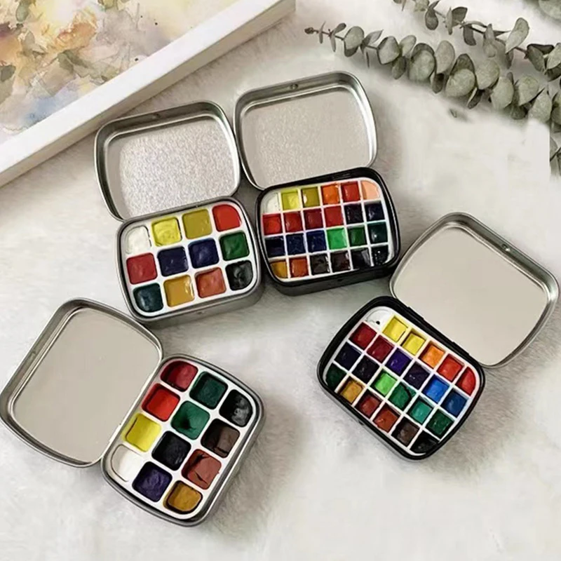 Portable Empty Watercolor Tin Box 12 Grids Mini Watercolor Paint Palette paint tray watercolor palette Travel Painting Paint Tray Art Supplies For Artists