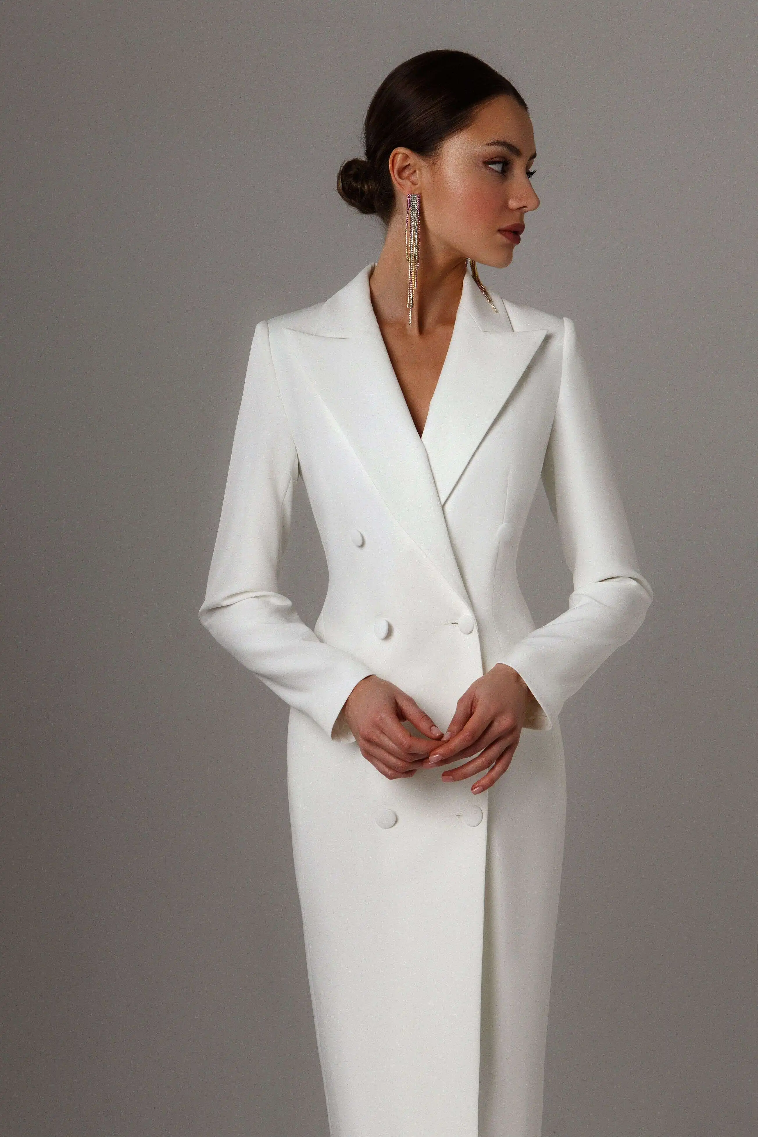 Formal Dress With White Blazer Blazer Dresses Near Me Summer White Double  Breasted Women Long Blazer