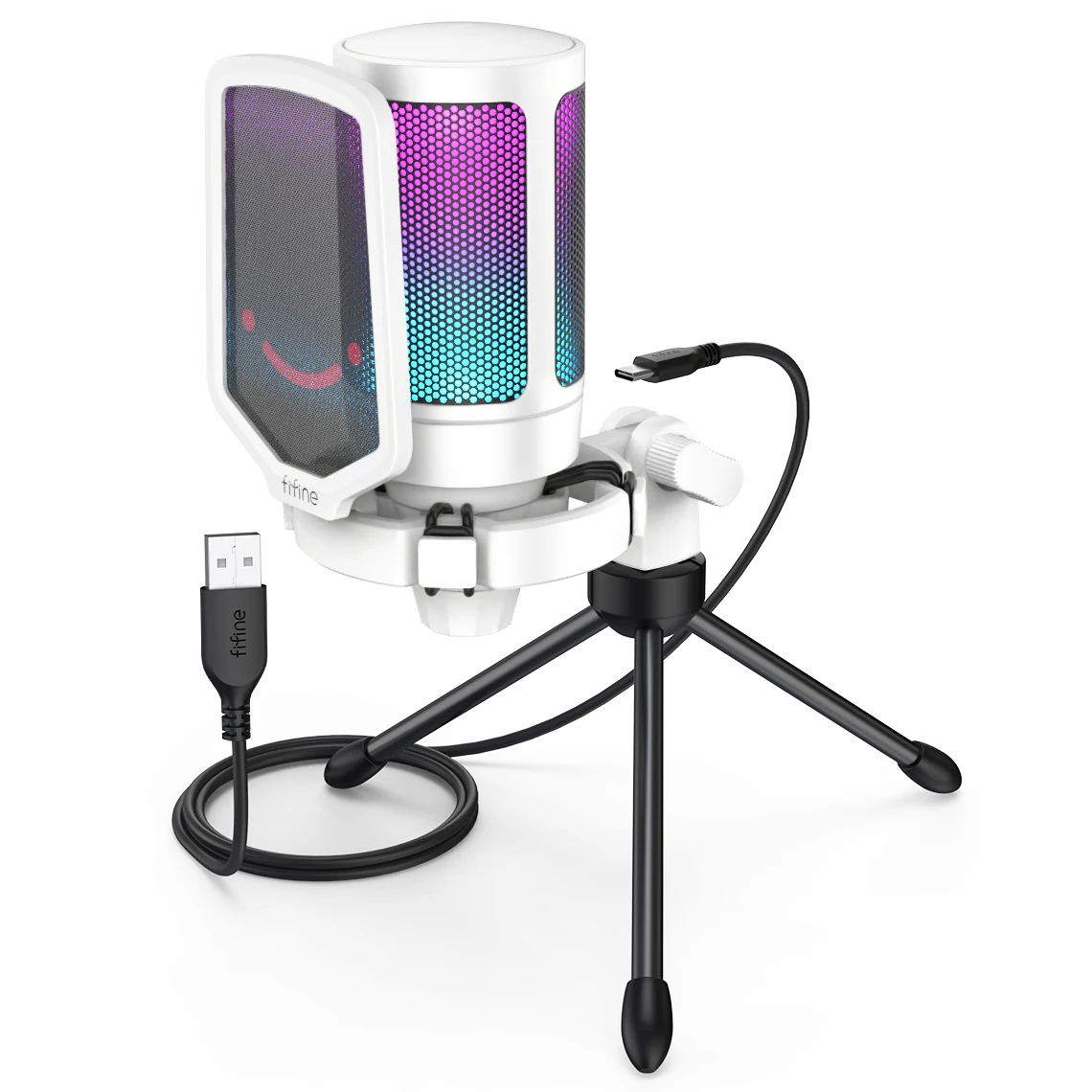 Microfono USB FIFINE amplificgame, microfono per Laptop Desktop con  registrazione di giochi per PC, microfono Podcasting in Streaming RGB per  giochi
