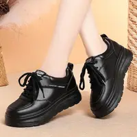 Casual Sports Shoes Women Spring Autumn Soft Leather Sole Comfortable Leather Shoes Versatile Thick Sole White Shoes Fashionable - Image 5