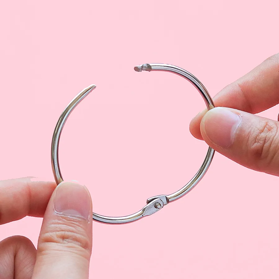 50Pcs Ring Binder DIY Albums Loose-leaf Book Hoops Opening O Ring Locking Keychain Office Binding Supplies Metal Craft Parts