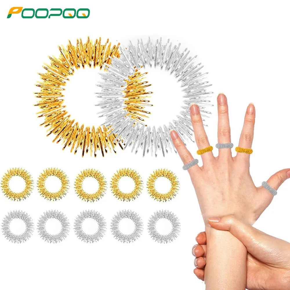1/5/10Pcs Acupressure Rings and Bracelets Massagers Set Spiky Sensory Finger Rings for Finger and Hand Wrist Massage Pain Relief