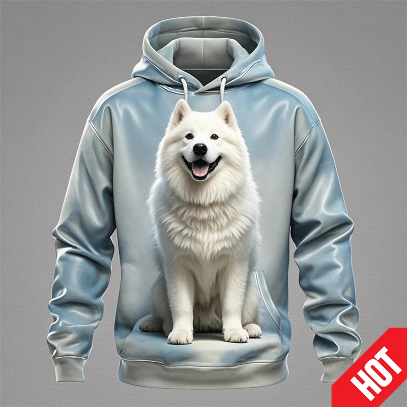 thumbnail image 1 of Sudadera con capucha con estampado 3D de anime samoyedo para hombre y mujer, divertida, informal, de moda urbana, para niños y niñas, 1 of 5