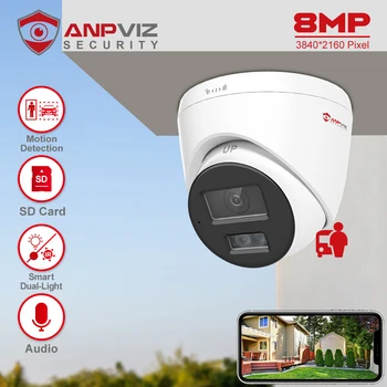 Anpviz 8MP 4K PoE IP Camera Outdoor Security Camera Color Night Vision Smart Motion Detection One-way Audio CCTV Camera H.265+ 1