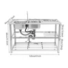 Commercial Stainless Steel Sink Freestanding Utility Sink with Faucet Kitchen Sinks Freestanding with Cabinet Double Bowl 5